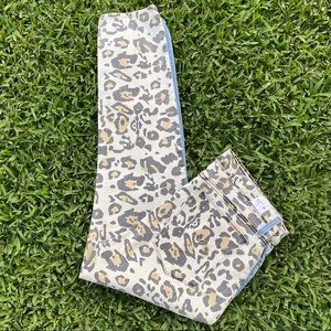 Hudson Leopard Print Vice Versa Patti slouch relaxed fit jeans light wash